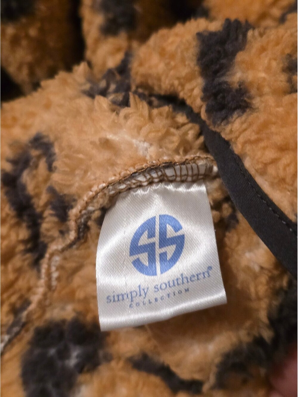 Simply Southern Leopard Sherpa Half Zip Pullover Fleece XXL - Picture 5 of 7